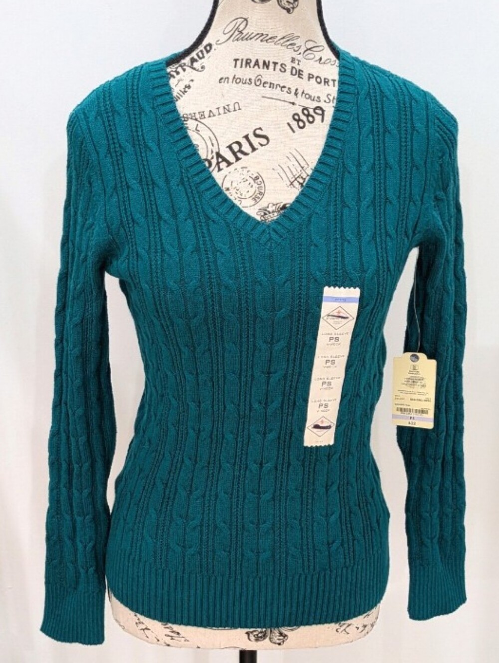 🌴2/$25🌴ST. JOHNS BAY | Women's Exquisite Teal Cable Knit V-Neck Sweater